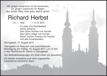 Anzeige von Richard Herbst von MGO