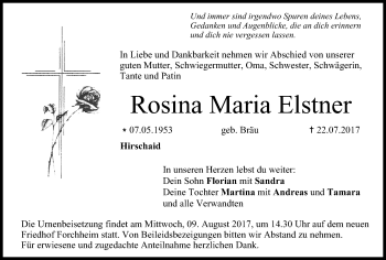 Anzeige von Rosina Maria Elstner von MGO