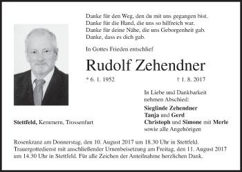 Anzeige von Rudolf Zehendner von MGO