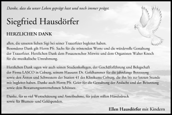 Anzeige von Siegfried Hausdörfer von MGO