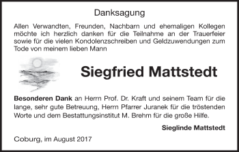 Anzeige von Siegfried Mattstedt von MGO