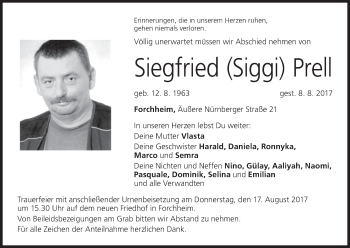Anzeige von Siegfried Siggi Prell von MGO
