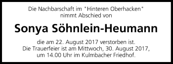 Anzeige von Sonya Söhnlein-Heumann von MGO