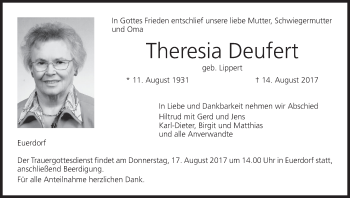 Anzeige von Theresia Deufert von MGO