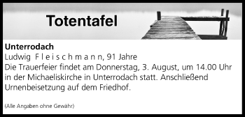 Anzeige von Totentafel vom 02.08.2017 von MGO