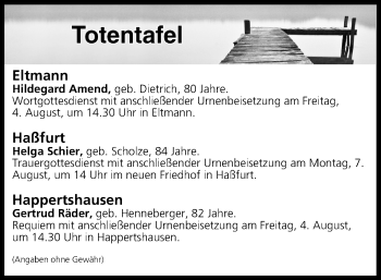 Anzeige von Totentafel vom 03.08.2017 von MGO
