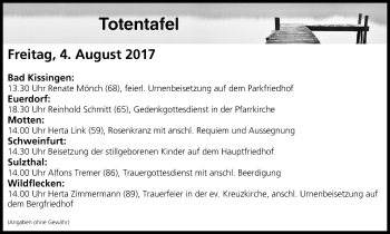 Anzeige von Totentafel vom 04.08.2017 von MGO