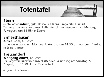 Anzeige von Totentafel vom 05.08.2017 von MGO