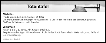 Anzeige von Totentafel vom 23.08.2017 von MGO