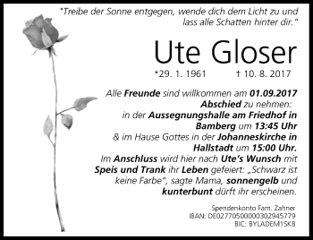 Anzeige von Ute Gloser von MGO