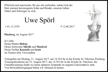 Anzeige von Uwe Spörl von MGO
