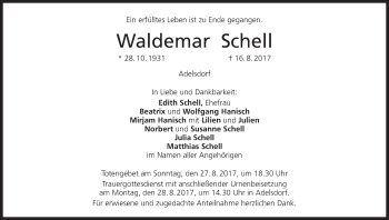 Anzeige von Waldemar Schell von MGO