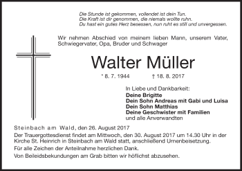 Anzeige von Walter Müller von MGO