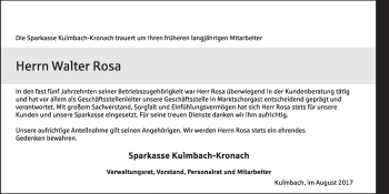 Anzeige von Walter Rosa von MGO