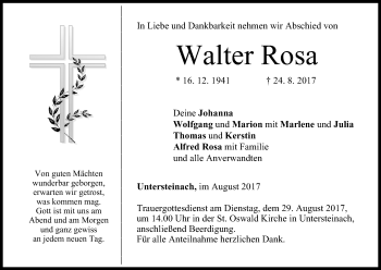 Anzeige von Walter Rosa von MGO