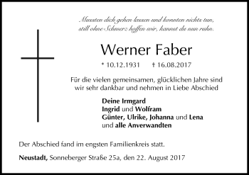 Anzeige von Werner Faber von MGO