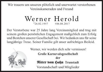 Anzeige von Werner Herold von MGO