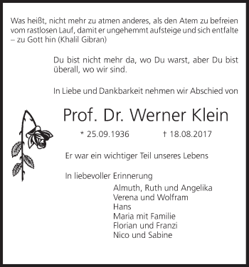 Anzeige von Werner Klein von MGO