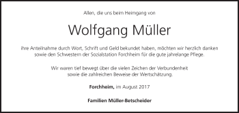 Anzeige von Wolfgang Müller von MGO