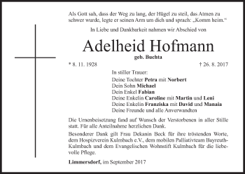 Anzeige von Adelheid Hofmann von MGO