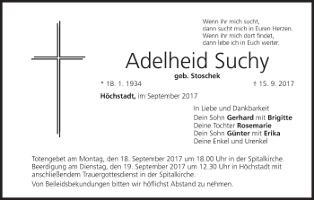 Anzeige von Adelheid Suchy von MGO