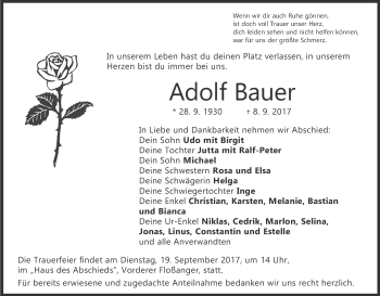 Anzeige von Adolf Bauer von MGO