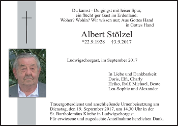 Anzeige von Albert Stölzel von MGO