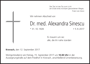 Anzeige von Alexandra Sinescu von MGO
