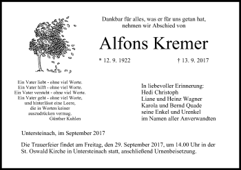Anzeige von Alfons Kremer von MGO