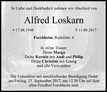Anzeige von Alfred Loskarn von MGO