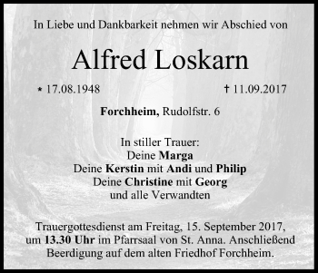 Anzeige von Alfred Loskarn von MGO
