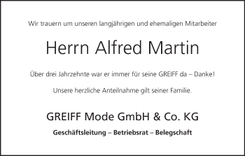 Anzeige von Alfred Martin von MGO
