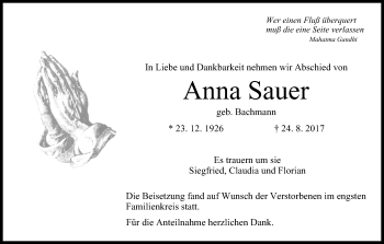 Anzeige von Anna Sauer von MGO