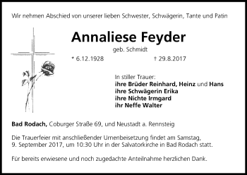 Anzeige von Annaliese Feyder von MGO