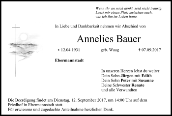 Anzeige von Annelies Bauer von MGO