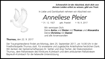 Anzeige von Anneliese Pleier von MGO