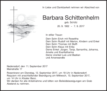 Anzeige von Barbara Schittenhelm von MGO