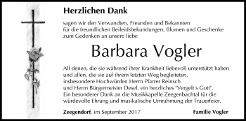 Anzeige von Barbara Vogler von MGO