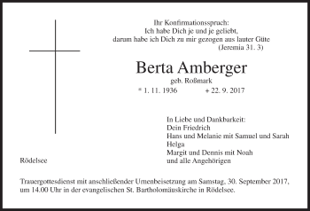 Anzeige von Berta Amberger von MGO