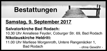 Anzeige von Bestattungen vom 09.09.2017 von MGO