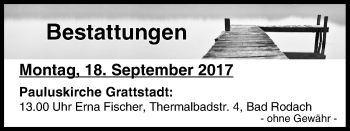 Anzeige von Bestattungen vom 18.09.2017 von MGO