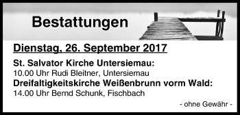 Anzeige von Bestattungen vom 26.09.2017 von MGO