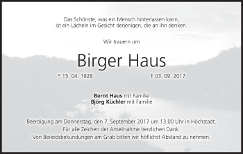 Anzeige von Birger Haus von MGO