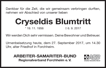Anzeige von Cryseldis Blumtritt von MGO