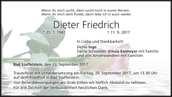 Anzeige von Dieter Friedrich von MGO