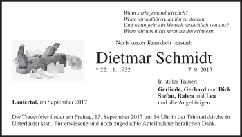 Anzeige von Dietmar Schmidt von MGO