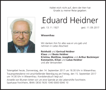 Anzeige von Eduard Heidner von MGO