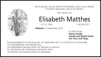 Anzeige von Elisabeth Matthes von MGO