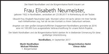 Anzeige von Elisabeth Neumeister von MGO