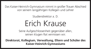 Anzeige von Erich Krause von MGO